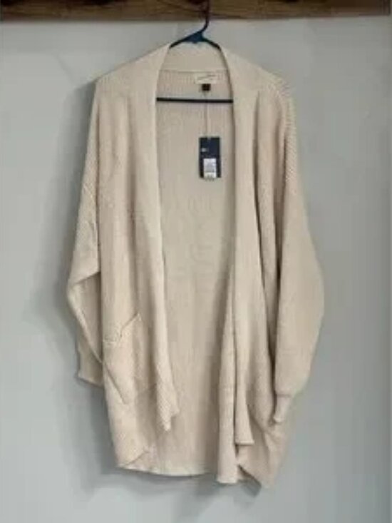Tops - Women's Beige Open-Front Cardigan